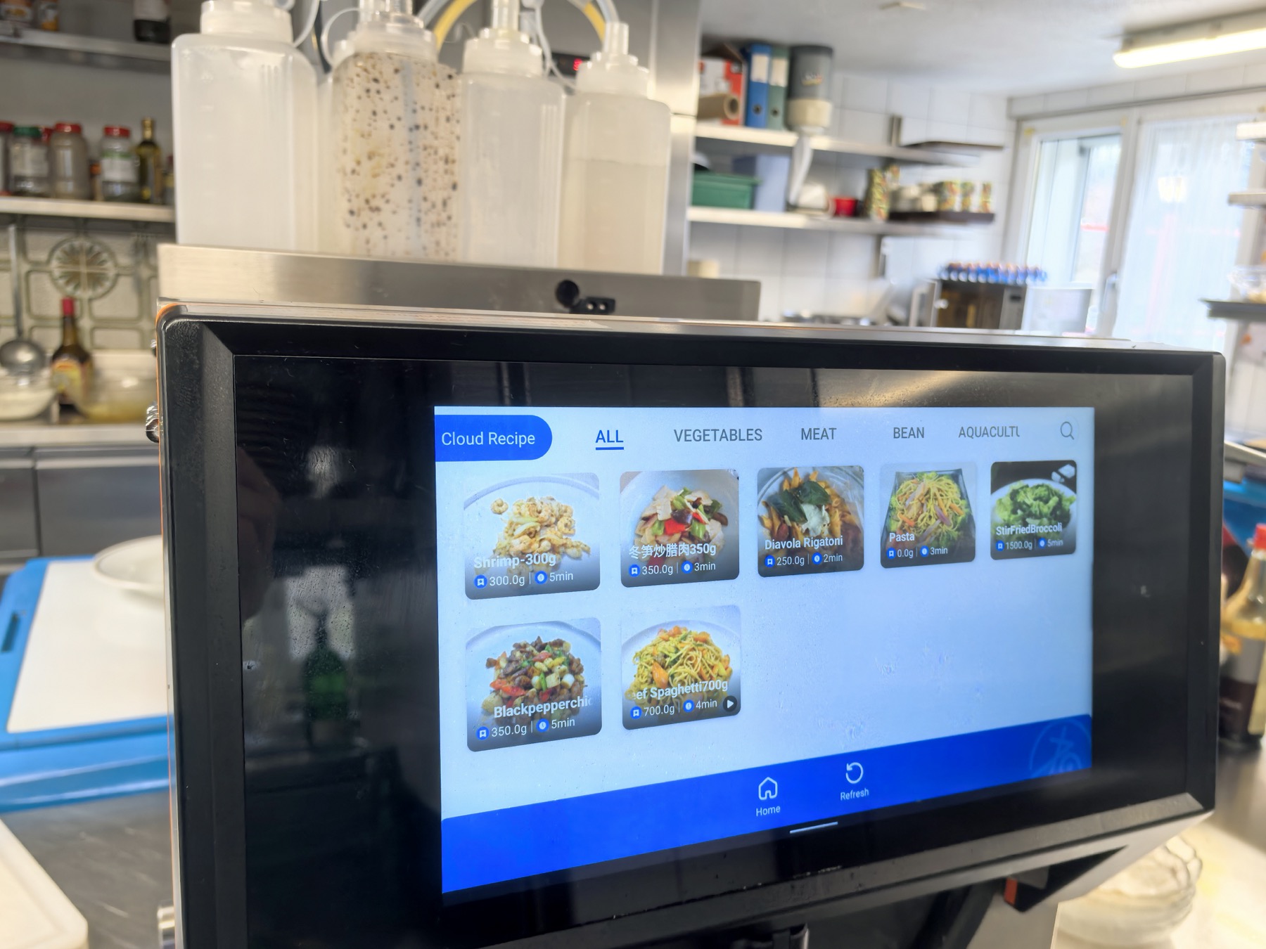 YAO MASTER cloud recipe screen in Swiss restaurant