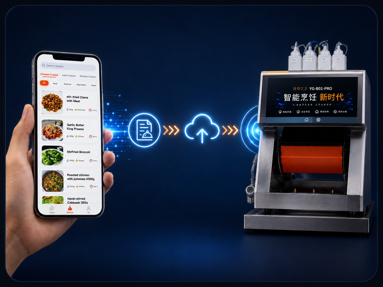 Menu upload to automated cooking workflow